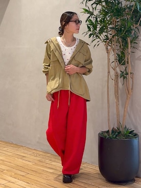 「アイテム（ミリタリージャケット、ベージュ系）」を使った、bychiiiiiidaさん（レディース・161cm）の夏コーディネート