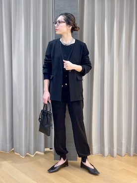 「アイテム（ノーカラージャケット）」を使った、bychiiiiiidaさん（レディース・161cm・30代）の冬コーディネート