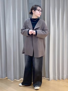 「アイテム（ノーカラージャケット）」を使った、bychiiiiiidaさん（レディース・161cm・30代）の冬コーディネート