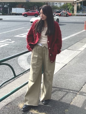 「Ungrid（アングリッド）のアイテム（カーディガン/ボレロ）」を使った、中島佑芽さん（レディース・152cm）の秋コーディネート