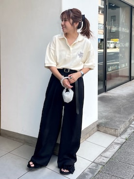 「Ungrid（アングリッド）のアイテム（ポロシャツ）」を使った、中島佑芽さん（レディース・152cm）の春コーディネート