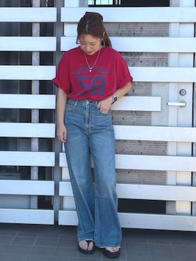 「Levi's（リーバイス）のアイテム（パンツ）」を使った、中島佑芽さん（レディース・152cm）の夏コーディネート