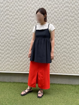 「レイヤードスタイル」｜「しまむら（シマムラ）のアイテム（キャミソール）」を使った、YOKOさん（レディース・167cm）の夏コーディネート