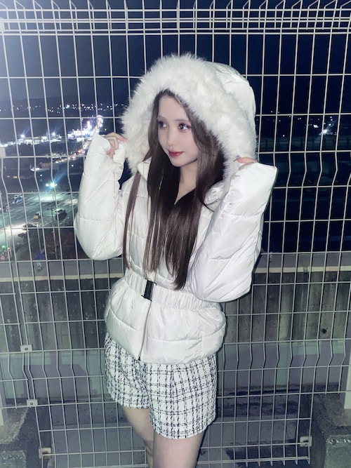 セール】ショート丈ファーフード付ウエストベルトエコダウンコート