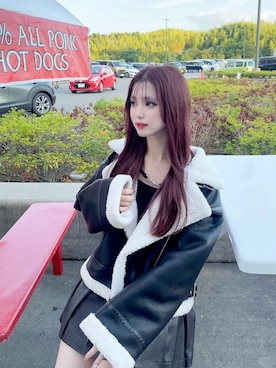 「アイテム（ムートンコート）」を使った、𝒩𝒜𝒩𝒜さん（レディース・160cm・20代）の秋コーディネート