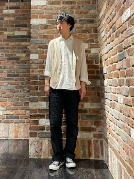 「orSlow（オアスロウ）のアイテム（パンツ）」を使った、Makiさん（メンズ・168cm）の夏コーディネート