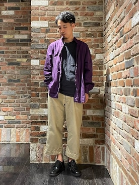 「orSlow（オアスロウ）のアイテム（パンツ）」を使った、Makiさん（メンズ・168cm）の夏コーディネート