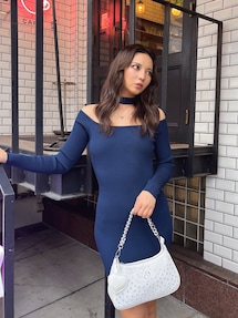 2WAYチョーカーオフショルニットワンピース｜ジェイダ（GYDA