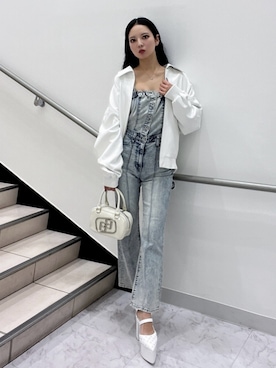 「GYDA（ジェイダ）のbijou quiltingパンプス（パンプス、ホワイト系）」を使った、YUKIさん（レディース・164cm）の冬コーディネート