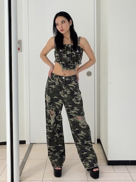 「GYDA（ジェイダ）の2WAYデニムチェーンロンパース（つなぎ/オールインワン、その他）」を使った、YUKIさん（レディース・164cm）の春コーディネート