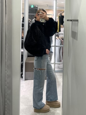 「ムートンブーツ」｜「アイテム（その他アウター）」を使った、YUKIさん（レディース・165cm）の秋コーディネート