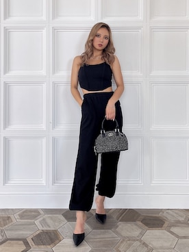 「GYDA（ジェイダ）のアイテム（スウェットパンツ）」を使った、YUKIさん（レディース・165cm）の夏コーディネート