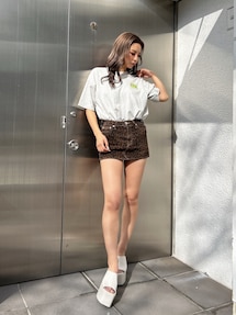 leopard patternスカートライクショートパンツ leopard patternスカートライクショートパンツ[品番