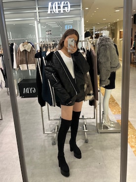 「GYDA」｜「アイテム（ブルゾン）」を使った、YUKIさん（レディース・165cm）の秋コーディネート
