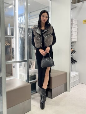 「GYDA（ジェイダ）のバルキーショートブーツ（ブーツ、ブラック系）」を使った、YUKIさん（レディース・164cm）の秋コーディネート