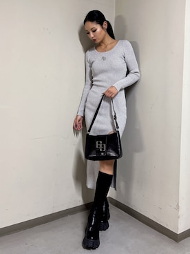 「アイテム（ワンピース/ドレス、シルバー系）」を使った、YUKIさん（レディース・164cm）の秋コーディネート