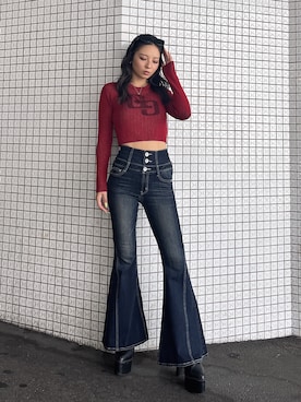 「ハイウエストデニム」｜YUKIさん（レディース・164cm）の秋コーディネート
