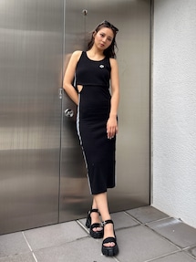 GYDA GDウエストOPEN SIDEラインノースリテレコロングワンピース セール】GDウエストOPEN SIDEラインノースリテレコロング