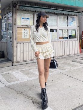 「アイテム（パーカー）」を使った、YUKIさん（レディース・164cm）の夏コーディネート