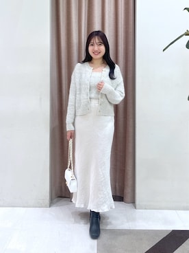 「アイテム（チューブトップ）」を使った、minamiさん（レディース・157cm）の秋コーディネート