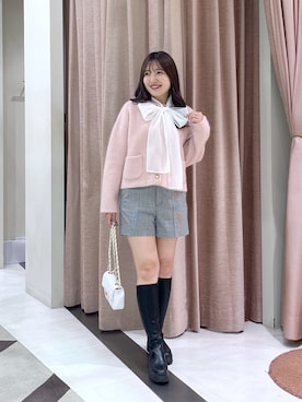 「アイテム（ノーカラージャケット）」を使った、minamiさん（レディース・157cm）の秋コーディネート