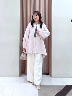 「アイテム（ノーカラーコート）」を使った、minamiさん（レディース・157cm）の秋コーディネート