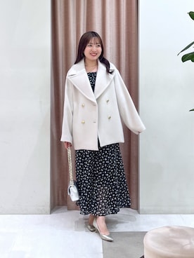 「アイテム（ピーコート）」を使った、minamiさん（レディース・157cm）の秋コーディネート