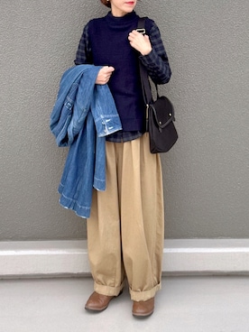 「無印良品（ムジルシリョウヒン）のアイテム」を使った、Leecoさん（レディース・164cm）の秋コーディネート