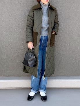 「アイテム（ボストンバッグ）」を使った、Leecoさん（レディース・164cm）の冬コーディネート