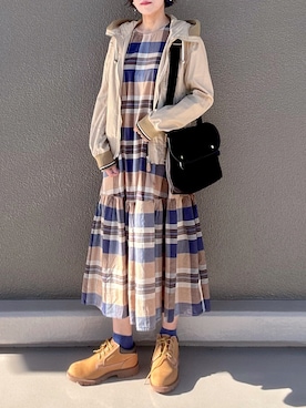 「アイテム（ワンピース）」を使った、Leecoさん（レディース・164cm）の秋コーディネート