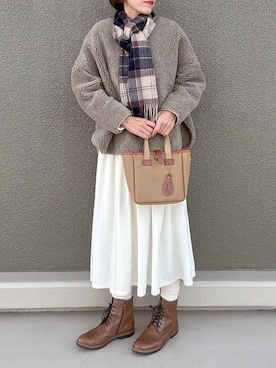 「Barbour（バブアー）のアイテム」を使った、Leecoさん（レディース・164cm）の冬コーディネート