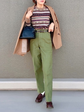 「アイテム（ローファー）」を使った、Leecoさん（レディース・164cm）の冬コーディネート