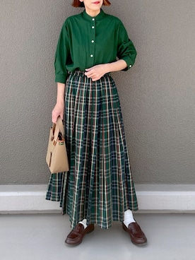 「しまむら（シマムラ）のアイテム（シャツ/ブラウス）」を使った、Leecoさん（レディース・164cm）の秋コーディネート