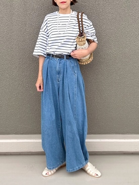 「無印良品（ムジルシリョウヒン）のアイテム」を使った、Leecoさん（レディース・164cm）の夏コーディネート