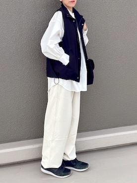 「NEW BALANCE（ニューバランス）のAthletics フレンチテリージョガー（スウェットパンツ、ベージュ系）」を使った、Leecoさん（レディース・164cm）の春コーディネート