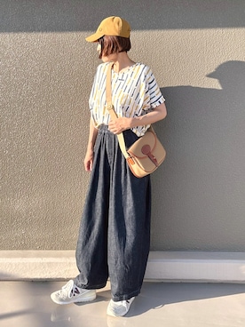 「FRED PERRY（フレッドペリー）のアイテム（帽子）」を使った、Leecoさん（レディース・164cm）の夏コーディネート