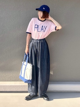 「FRED PERRY（フレッドペリー）のアイテム（帽子）」を使った、Leecoさん（レディース・164cm）の夏コーディネート