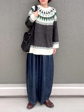 「アイテム（ローファー）」を使った、Leecoさん（レディース・164cm）の秋コーディネート