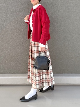 「アイテム（カーディガン/ボレロ）」を使った、Leecoさん（レディース・164cm）の秋コーディネート