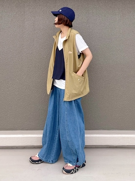 「FRED PERRY（フレッドペリー）のアイテム（帽子）」を使った、Leecoさん（レディース・164cm）の夏コーディネート