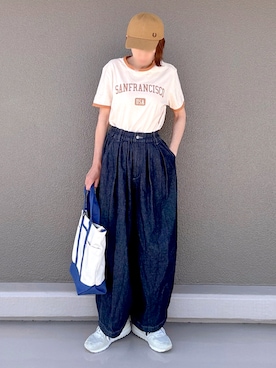 「FRED PERRY（フレッドペリー）のアイテム（帽子）」を使った、Leecoさん（レディース・164cm）の夏コーディネート