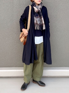 「Barbour（バブアー）のアイテム」を使った、Leecoさん（レディース・164cm）の冬コーディネート