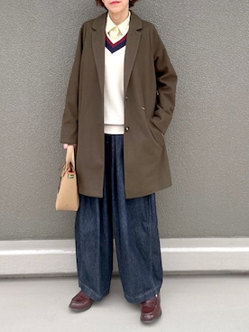 「アイテム（チェスターコート）」を使った、Leecoさん（レディース・164cm）の秋コーディネート