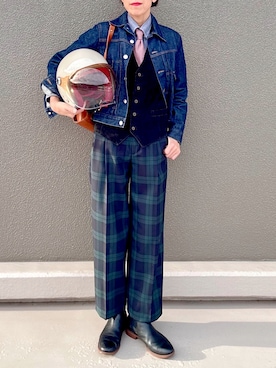 「Clarks（クラークス）のアイテム」を使った、Leecoさん（レディース・164cm）の秋コーディネート