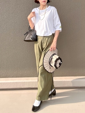 「麦わら帽子」｜「アイテム（バレエシューズ）」を使った、Leecoさん（レディース・164cm）の夏コーディネート
