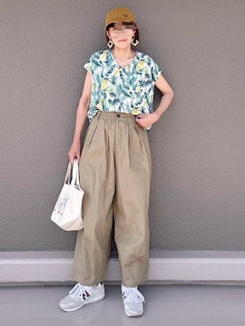 「FRED PERRY（フレッドペリー）のアイテム（帽子）」を使った、Leecoさん（レディース・164cm）の夏コーディネート