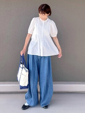 「SM2（エスエムツー）のアイテム（デニムパンツ）」を使った、Leecoさん（レディース・164cm）の夏コーディネート