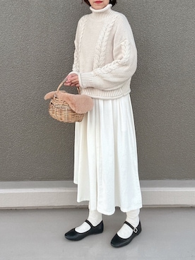 「アイテム（バレエシューズ）」を使った、Leecoさん（レディース・164cm）の冬コーディネート