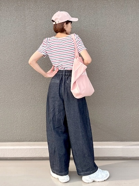 「Honeys（ハニーズ）のアイテム（帽子）」を使った、Leecoさん（レディース・164cm）の夏コーディネート