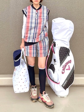 「アイテム（キャップ、ベージュ系）」を使った、Leecoさん（レディース・164cm）の夏コーディネート
